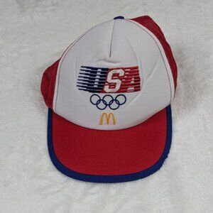 VTG 80s McDonald's USA Hat Cap Strapback Trucker Adjustable LA XXIII Olympics
